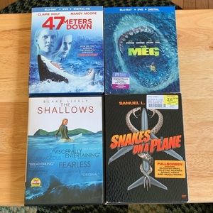 Lot of 4 DVDs 47 Meters Down, The Meg, The Shallows, & Snakes on a Plane